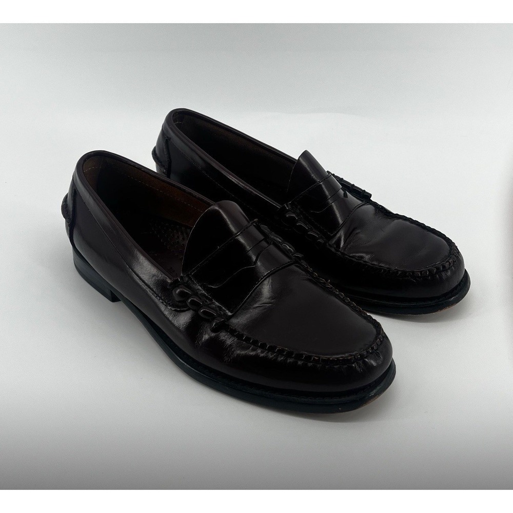 LL Bean Penny Loafers Burgundy Leather Slip On Loafers Shoes Mens 9.5 RN71341